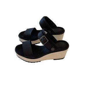 Timberland Womens Black White Slide Wedge Heel Sandal Size 8.5